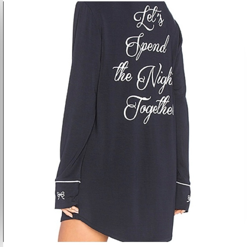 Wildfox Couture Let's Spend The Night Together Black Sleep Shirt Medium - Picture 2 of 5